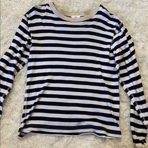 Women’s navy and white striped long sleeve